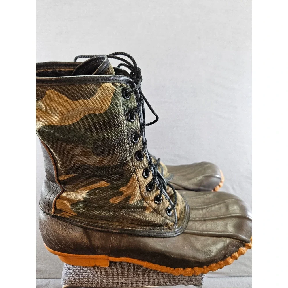Herman Survivors Vintage Camo Duck Boots Mens 9 Steel Shank Rubber Hunting Work